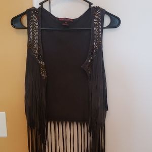 Fringe grey vest